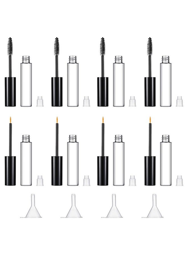 Patelai - 12 Pieces 10 Ml Empty Mascara Tubes Eyelash Serum Tubes And Eyeliner Tubes Set Includes 4 Eyelash Cream Container Bottle 4 Liquid Eyeliner Mascara Container 4 Funnels For Castor Oil Diy Mascara - Image 1