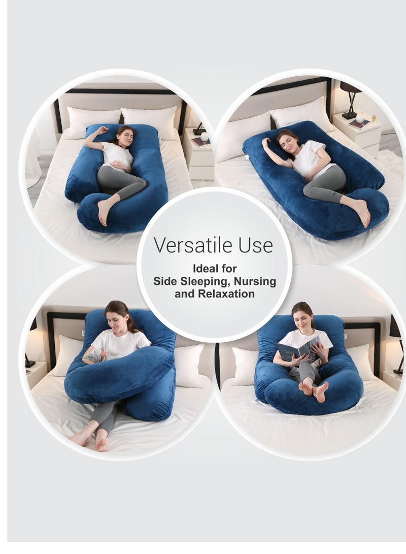 Donetella Pregnancy Pillow G-Shape Long Maternity Pillow, 180 Cm Full Body Support, Removable and Washable Velvet Cover-Complete Support for Back, Hips, Legs, Belly,Blue  - Image 5