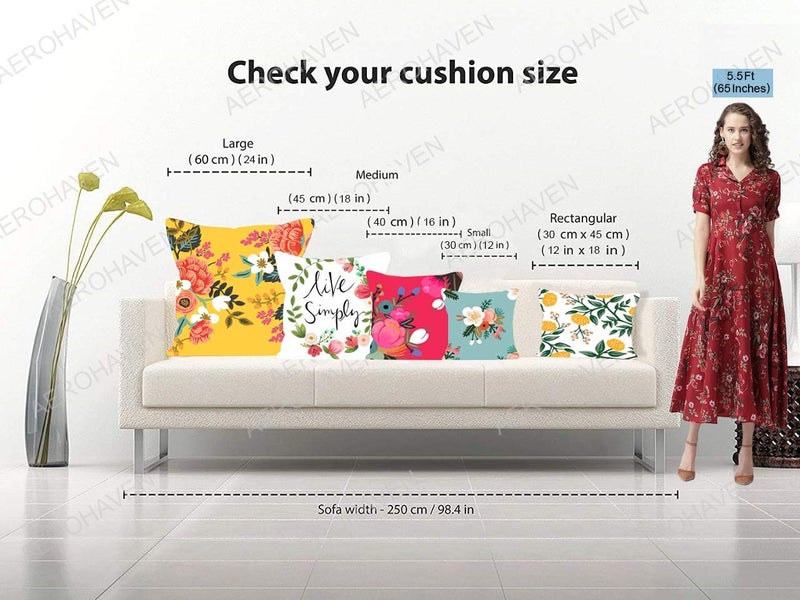 AEROHAVEN Premium Set of 5 Abstract Digital Printed Hand Stitched Throw Pillow/Cushion Covers - (Multicolor, 16 x 16 Inch, CC194) - Image 4