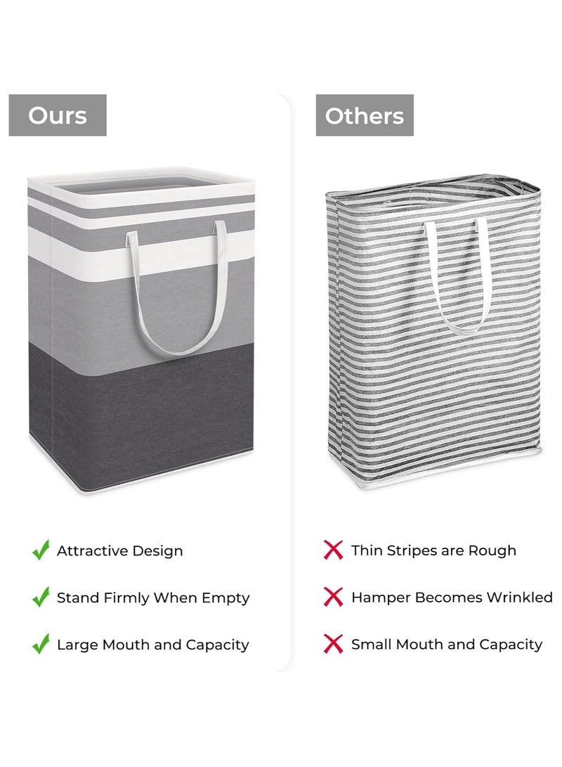 2-Pack Large Laundry Basket, Waterproof, Freestanding Laundry Hamper, Collapsible Tall Clothes Hamper with Extended Handles for Clothes Toys in the Dorm and Family-(Gradient Grey, 75L)  - Image 3