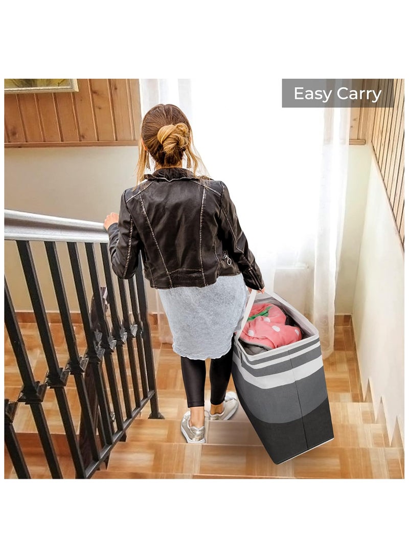 2-Pack Large Laundry Basket, Waterproof, Freestanding Laundry Hamper, Collapsible Tall Clothes Hamper with Extended Handles for Clothes Toys in the Dorm and Family-(Gradient Grey, 75L)  - Image 5