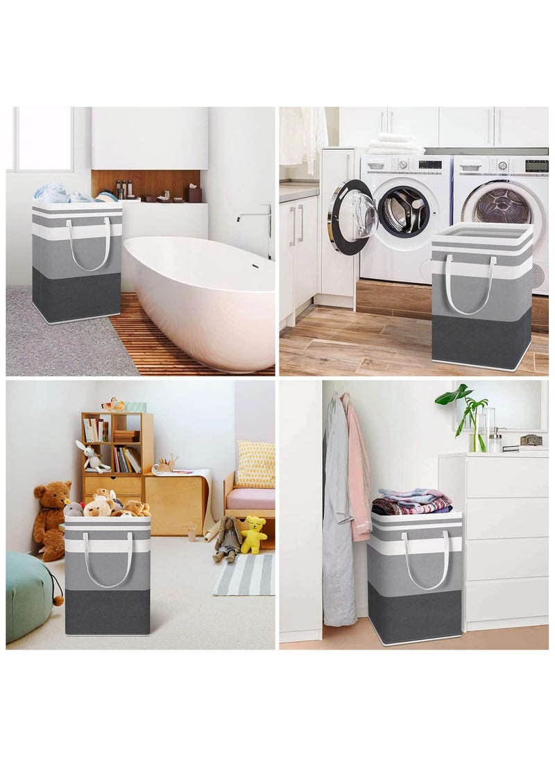 2-Pack Large Laundry Basket, Waterproof, Freestanding Laundry Hamper, Collapsible Tall Clothes Hamper with Extended Handles for Clothes Toys in the Dorm and Family-(Gradient Grey, 75L)  - Image 4