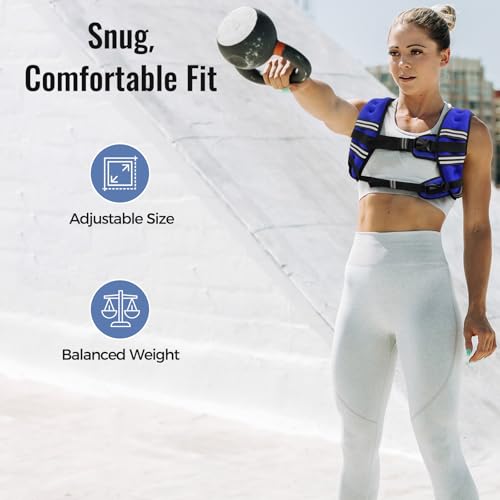 Zeerun Weighted Vest for Women & Men with Reflective Stripe and Adjustable Buckle, Comfortable & Durable Rucking Vest for Walking, Running & Strength Training, 15LBS-Blue - Image 3