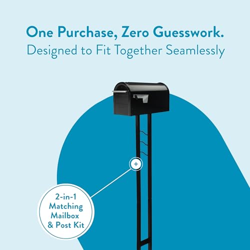 Architectural Mailboxes Franklin™ Weather-Resistant Steel Metal Mail Box for Outside with Post, Black, Medium Curbside Mailbox, USPS Approved for Residential Delivery - Image 3