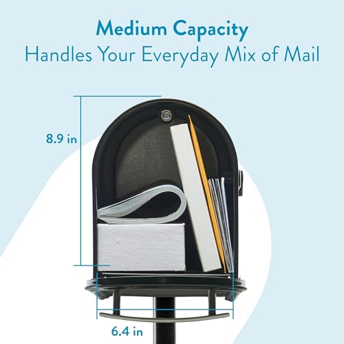Architectural Mailboxes Franklin™ Weather-Resistant Steel Metal Mail Box for Outside with Post, Black, Medium Curbside Mailbox, USPS Approved for Residential Delivery - Image 4