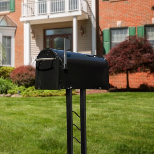 Architectural Mailboxes Franklin™ Weather-Resistant Steel Metal Mail Box for Outside with Post, Black, Medium Curbside Mailbox, USPS Approved for Residential Delivery - Image 2