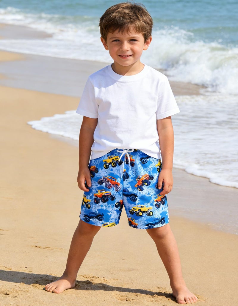 ZenGents 5t Swimsuit Boys Swim Trunks Toddler Bathing Suit Swim Shorts for Kid Swimsuit Mesh Swimming Trunks Beach Monster Truck Board Shorts 5-6 Years - Image 3