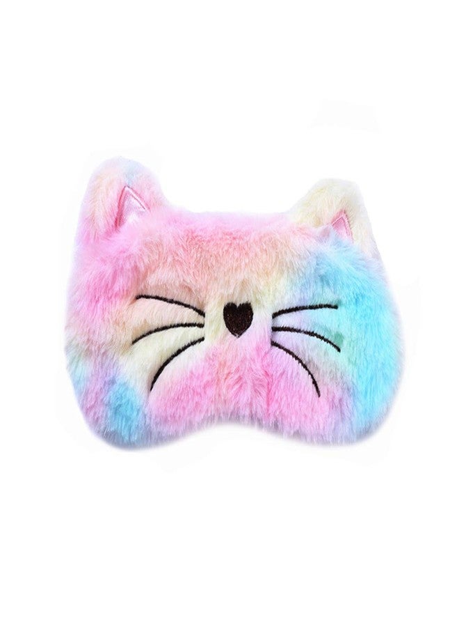 Fxaelian قناع عين قطة كرتوني لطيف متعدد الألوان بألوان قوس قزح من Fxaelian للنوم، قناع نوم، غطاء للعينين للنساء والأطفال والبالغين من الفتيات والفتيان - Image 1