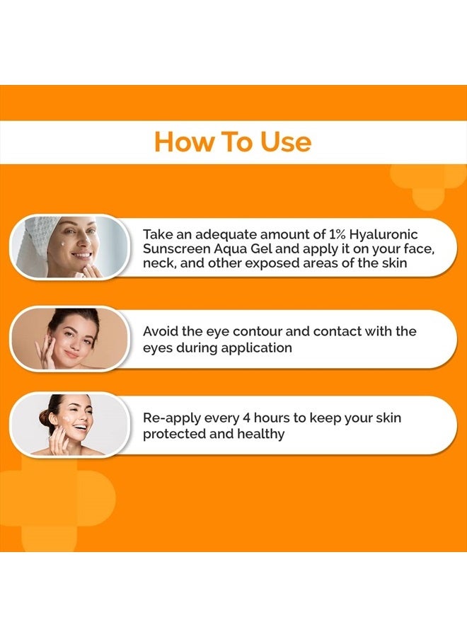 THE derma Co 1% Hyaluronic Sunscreen Aqua Ultra Light Gel with SPF 50 PA++++ UV A, UV B & Blue Light Protection 50g - Image 3