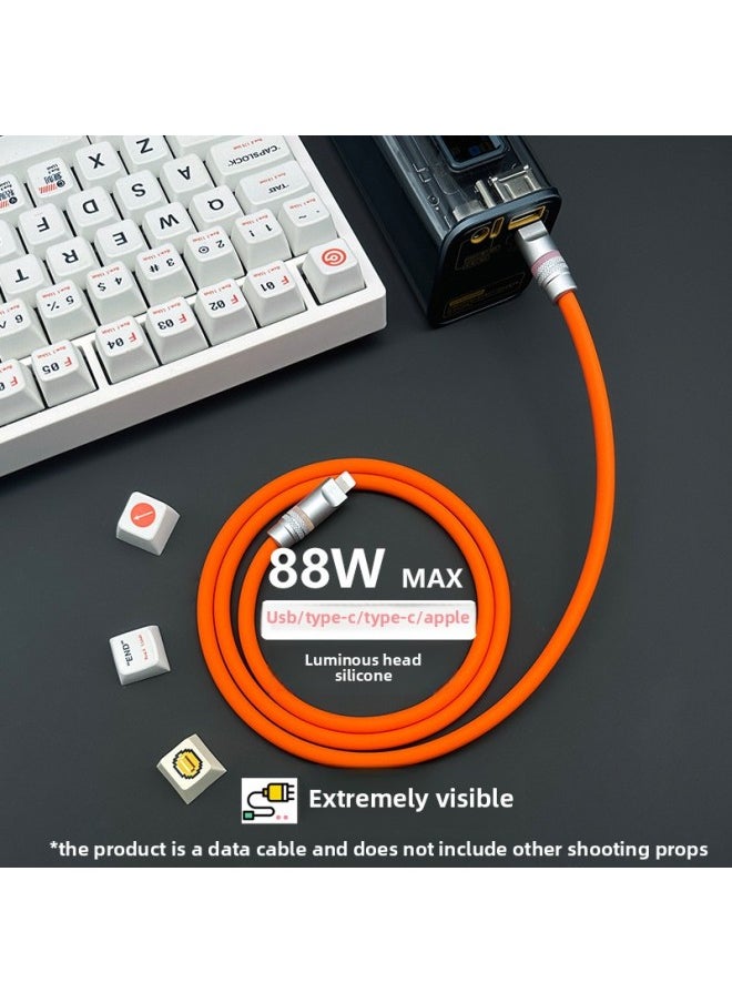Generic - Luminous Super Soft Silicone Data Cable For Apple For Iphone15 For Huawei For Xiaomi Mobile Phone Super Fast Charging Wholesale-Color:0.5 M USB To For Iphone 12W-Model:Orange (glowing Head) - Image 1