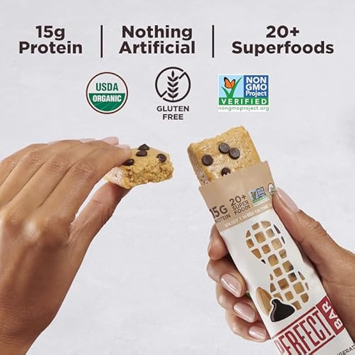 Perfect Bar, Dark Chocolate Chip Peanut Butter Protein Bar, High Protein, Organic, Gluten Free, Soy Free, Non GMO, No Sugar Alcohols, 2.3 Ounce Bar, 10 Count - Image 4