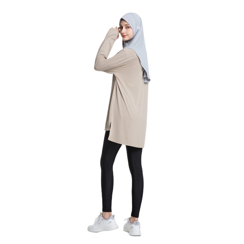 قميص رياضي نسائي سريع الجفاف بنصف سحاب بأكمام طويلة Y031 - Image 4
