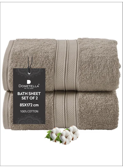 Donetella Premium 100 % Combed Cotton 2-Pcs Bath Sheet Set (85 X 172 CM) 600 GSM Large Towel, Highly Absorbent, Quick Dry,Best Towel for Bathroom, Spa And Hotel.