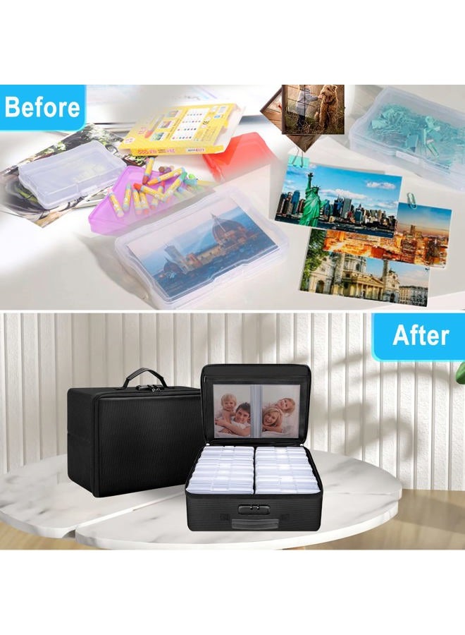 ENGPOW Fireproof Photo Storage Box with 16 Inner 4" x 6" Photo Case(Clear),Photo Box Organizer with Lock,Collapsible Portable Photo Storage Containers with Handle for Photos,Picture,Valuables - Image 5