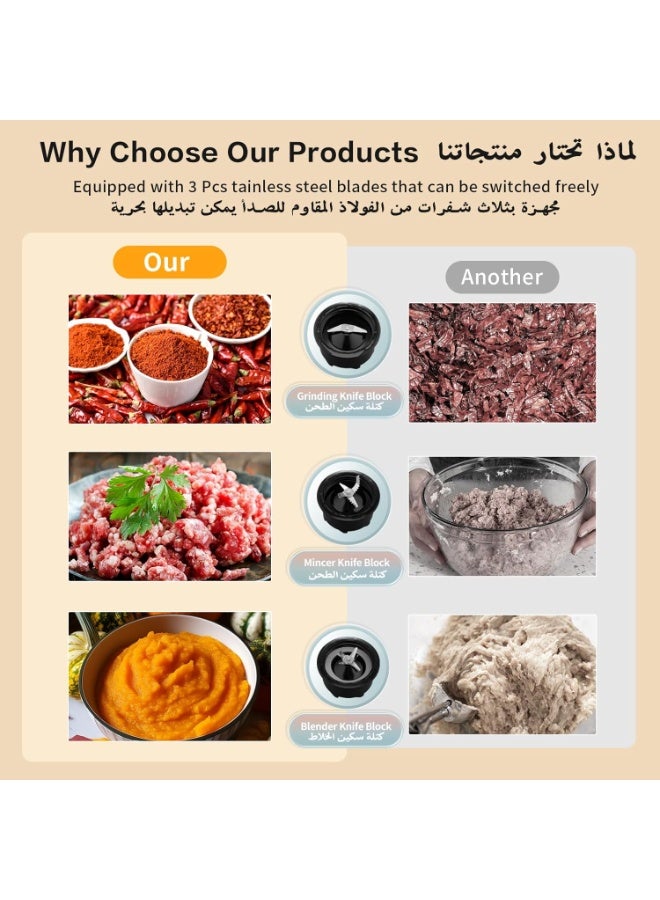 م.ا & ف'س خلاط ومطحنة للعصائر والمشروبات المخفوقة والتوابل، 800 وات 1.5 لتر مع مطحنة مزدوجة 350 مل، شفرات من الفولاذ المقاوم للصدأ، للمنزل والمطبخ والسكن والمكتب - Image 4