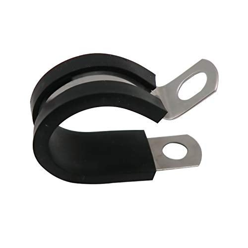 ROADFORMER 1/4" Cable Clamp Stainless Steel Rubber Cushioned Insulated Metal Clamp, Tube Holder for Tube, Pipe or Wire Cord Installation (12 Pack) - Image 1