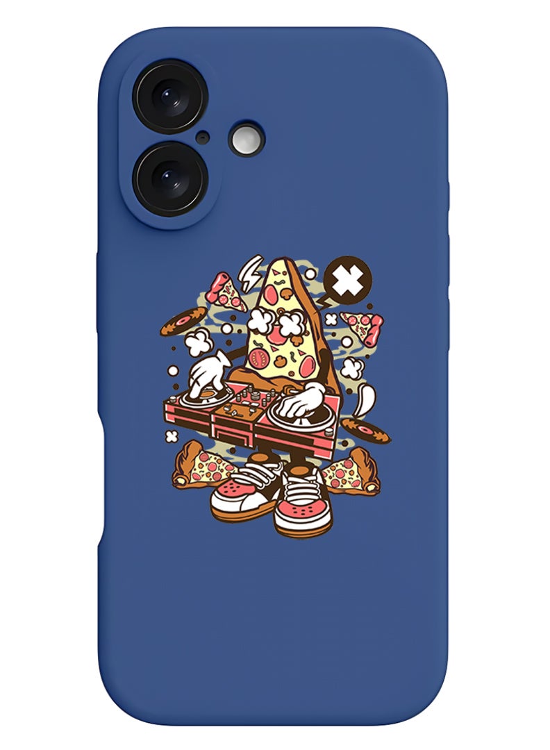 Theodor iPhone 16 Blue Protective Slim Fit Case Liquid Silicone Cover with Full Body Protection Anti-Scratch Shockproof Case For iPhone - Pizza dj - Image 1