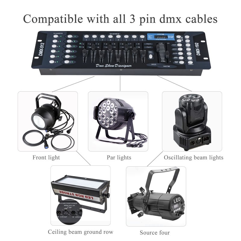 MADOWL DMX Controller, DMX Console,192CH Dmx512 Console, with 2m/6.6 ft DMX Signal Cable, Controller Panel Use for Editing Program of Stage Lighting Runing - Image 3