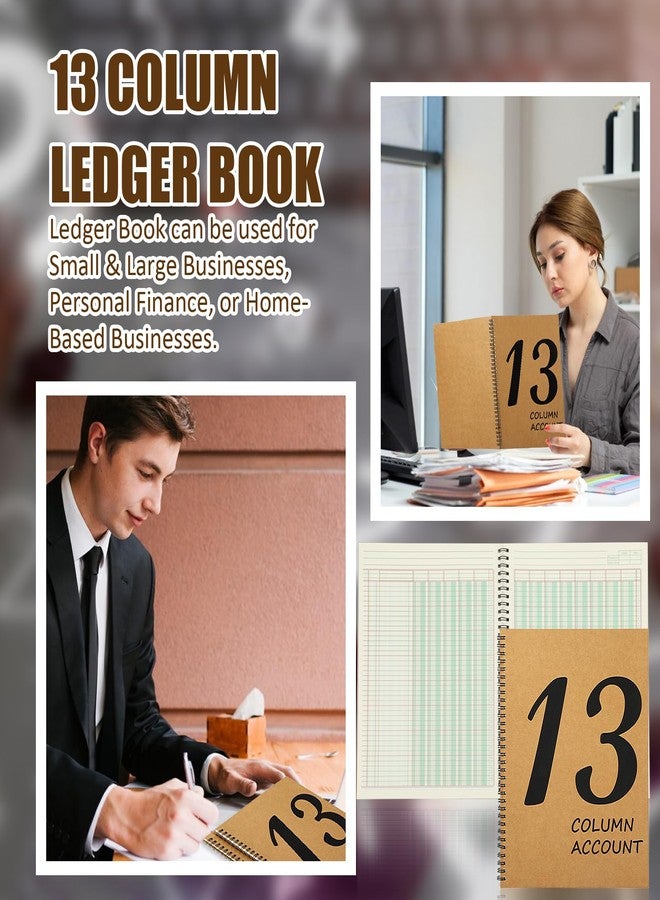 DLUGOPIS دفتر حسابات DLUGOPIS ذو 13 عمودًا، مقاس 8.5 × 11 بوصة، دفتر حسابات، دفتر ملاحظات، دفتر تحليل فاخر ذو 13 عمودًا، غلاف من ورق كرافت، 100 صفحة للاستخدام الشخصي، الشركات الصغيرة (50 ورقة) (1) - Image 4