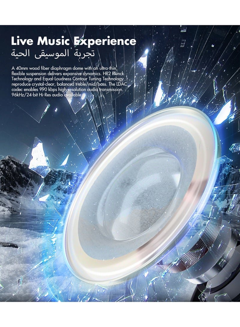 ROSESELSA Cambrian Wireless ANC Over-Ear Headphones, LDAC Hi-Res Audio, 100H Playtime, Bluetooth 5.3, 3.5mm Wired Mode, Low Latency Gaming Headset with Mic - Image 4