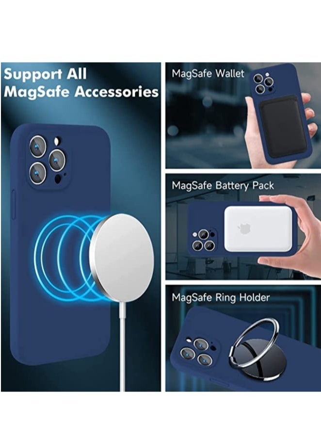 Raxoom iPhone 13 Pro Max with 2 Pack Tempered Glass Screen Protector Magsafe Case Silicone Phone Case with Microfiber Lining for iPhone 13 Pro Max 6.7 inch 2022,Blue - Image 2