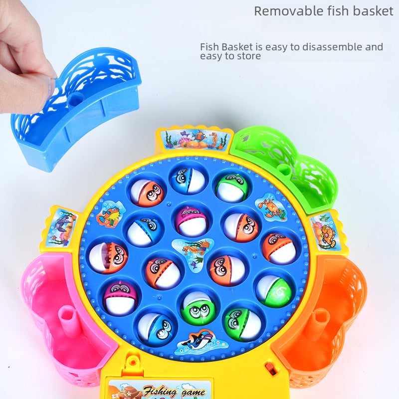 Cross-border electric music rotating fishing plate suit baby toys boys and girls children fishing toys wholesale(Electric fishing 45 fish [English packaging]]) - Image 3