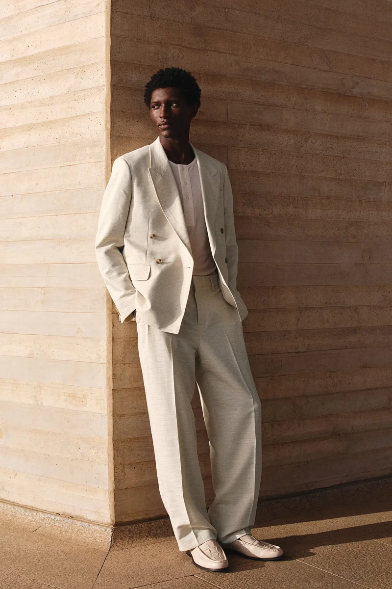 H&M Loose Fit Linen-blend suit trousers
