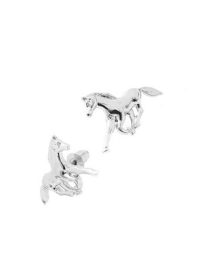chelseachicNYC - High Gloss Wild Mustang Horse Earrings (Silver) - Image 1