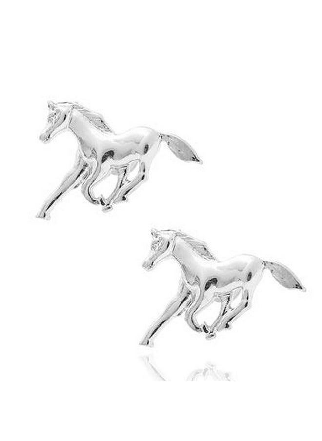 chelseachicNYC - High Gloss Wild Mustang Horse Earrings (Silver) - Image 1