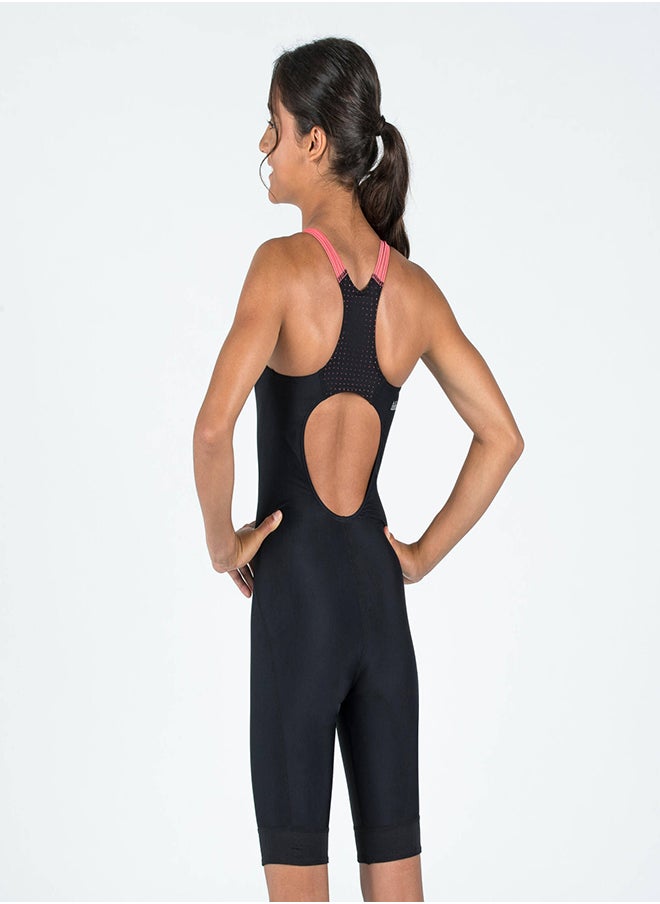 NABAIJI NABAIJI by DECATHLON, Girls' One-Piece Swimsuit Shorty Kamyleon Comfortable & Quick-Dry Black  - Image 2