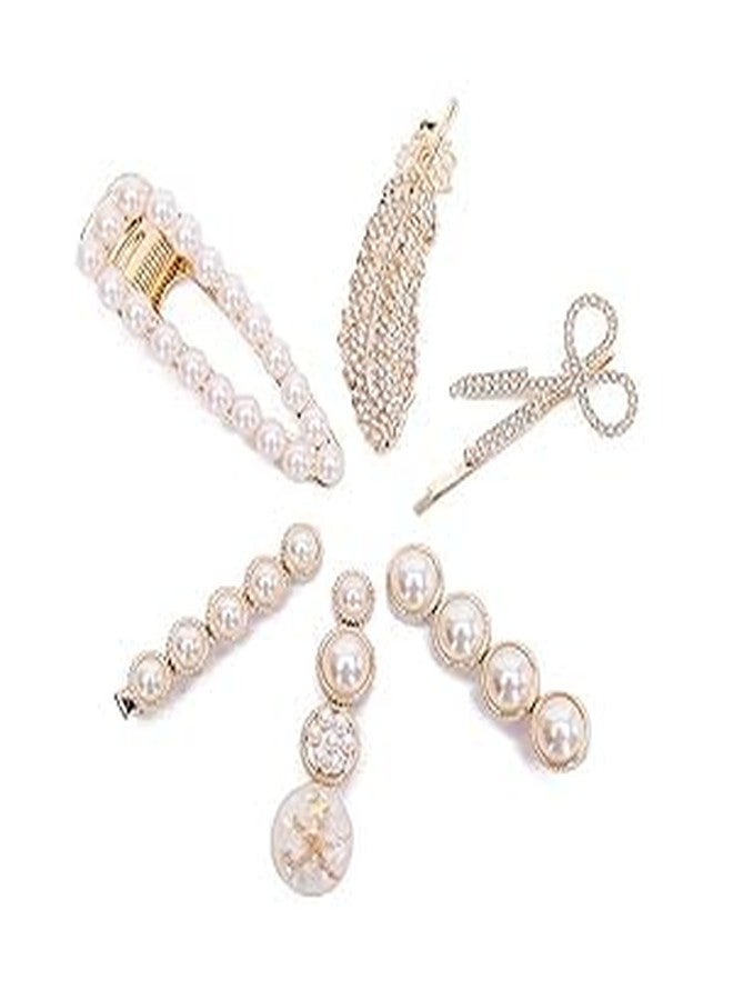 FALONG Black and Gold New Pearls and Acrylic Resin Hair Clips Stylish Hair Accessories Marble Alligator Babby Pins Hair Barrettes Crystal Elegant Clips for Gifts for Women Girls Ladies - Image 2