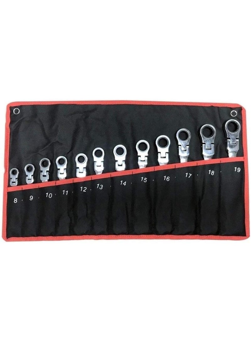 GGOOT Hardware Tool Ratchet Wrench Set Car Repair Key Wrench Spanner Active Head Universal Wrenchs Kit Chrome Steel Hand Tool Kit Set (Color : 12pcs black)  - Image 1