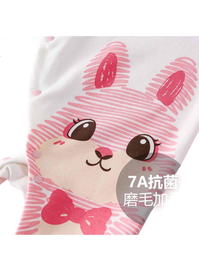 Doxiluka Duoxilu Newborn Baby Clothes, Spring And Autumn Cartoon Onesie, New Romper, Pink Striped Rabbit, Size 90 - Image 3