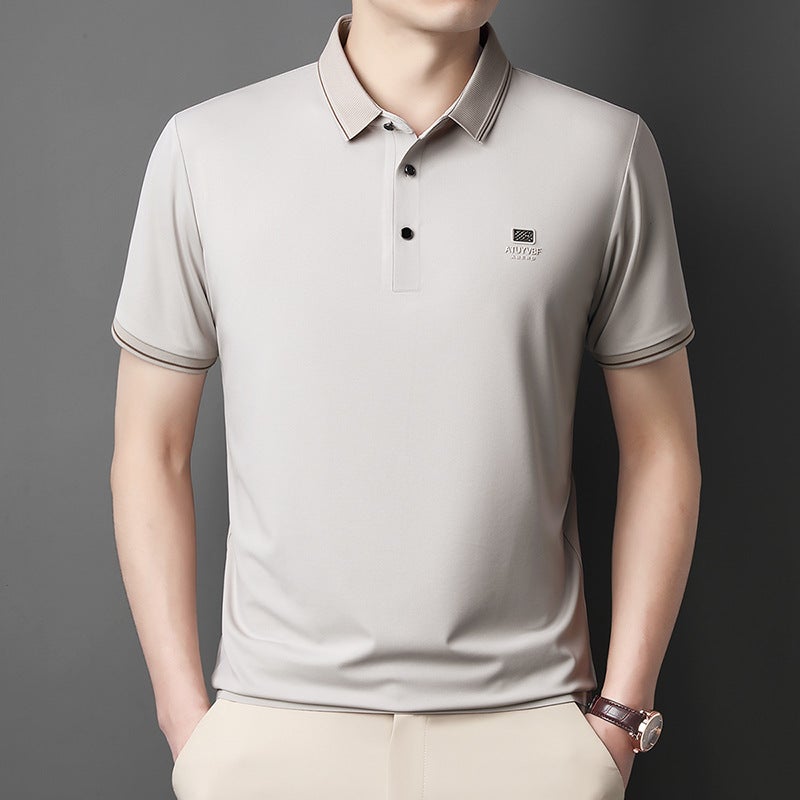 Men's Short Sleeve Polo Shirt Business Casual Embossed Casual Top - Image 2