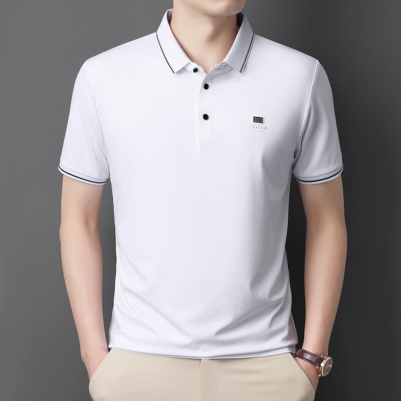 Men's Short Sleeve Polo Shirt Business Casual Embossed Casual Top - Image 3