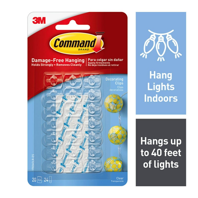 Command 17026CLR-ES Decorating Clips, Clear, 20-Clips (2 Pack) - Image 2