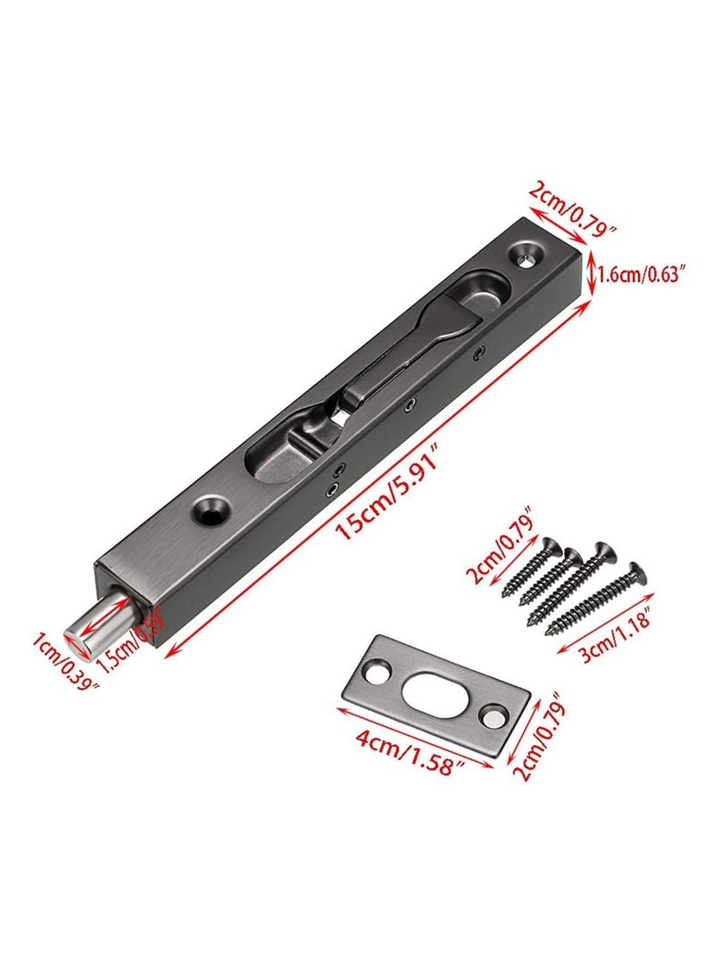SYOSI 6 Inch Door Bolts, Stainless Steel Concealed Security French Door Locks with Hardwares, Metal Flush Latch Bolts for Composite Wood Double Dummy Door, 2 Pcs  - Image 4
