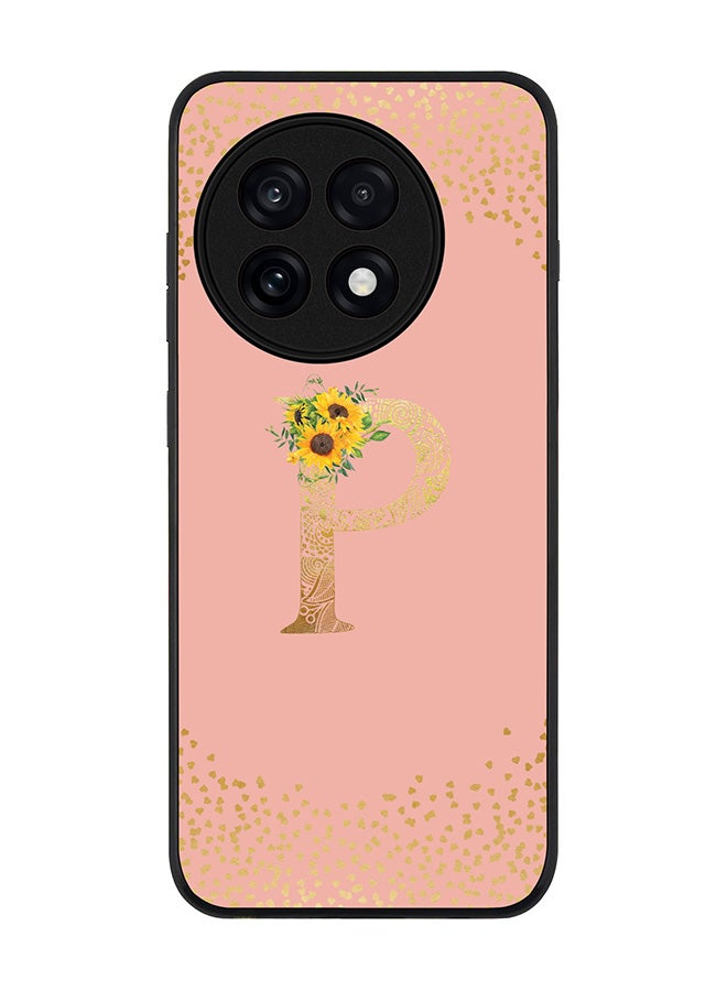 Stylizedd For OnePlus 13R / Ace 5 Pro Case,Slim fit Camera Protection, Shockproof Thin Phone cover  - Custom Floral Monogram - P  (Rose Pink )