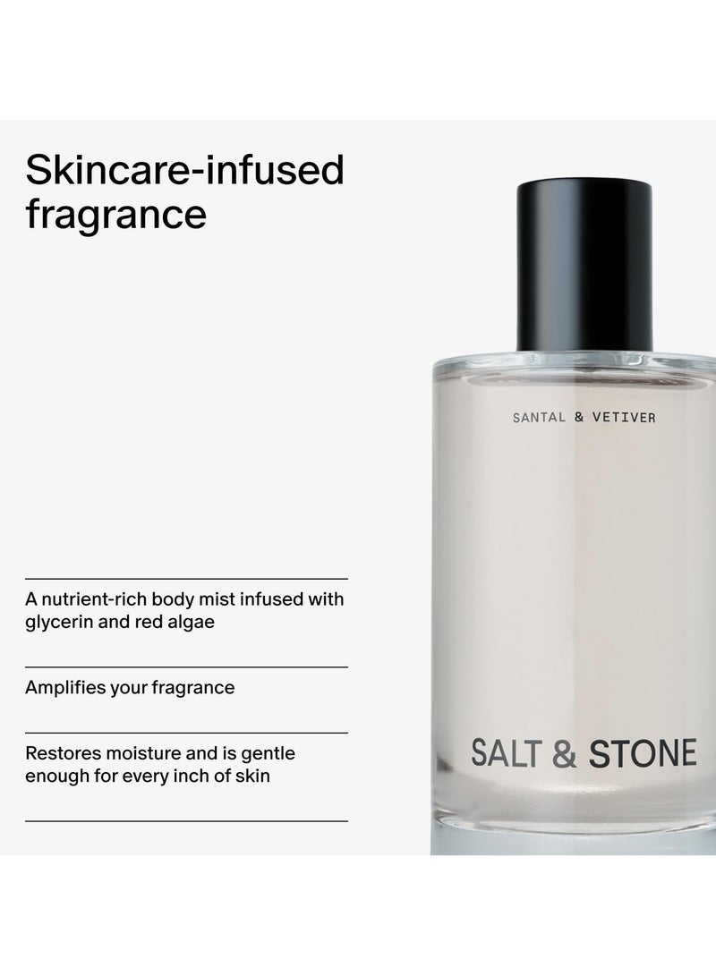 Salt & Stone Body Mist, Santal & Vetiver Scent, Skincare Infused Perfume Hair & Body Spray for Women and Men, Hydrating Fragrance with Glycerin and Red Algae, Vegan, Cruelty Free, 3.4 fl oz - Image 4