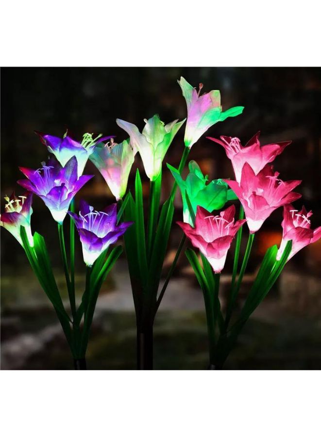 Generic 2 pcs Beautiful Romantic Waterproof Solar Powered LED Simulation Lily Flower Light Lamp Landscape Lighting With Stake For Outdoor Garden Yard Lawn Path Balcony Party Decoration, Blue  - Image 2