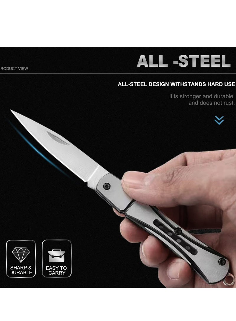 Barakah Compact EDC Folding Pocket Knife Set, 2PCS Stainless Steel Keychain Knives, 2.6" Blade, Ideal for Camping, Everyday Carry, and Box Cutting, Perfect Gift for Men - Image 3