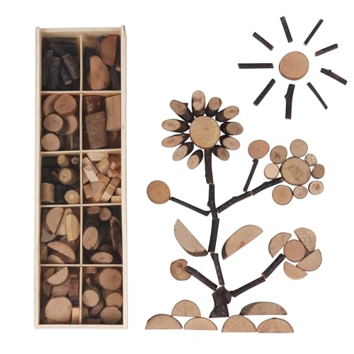 Candywood Wooden Unfinished Craft Kits ToyUnfinished Natural Wood Slices Loose Part PlayDIY Wood Slices Kit for Toddler 3 UN_S - Image 1