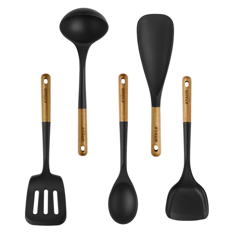 STAUB Silicone with Wood Handle 5pc Cooking Utensil Set