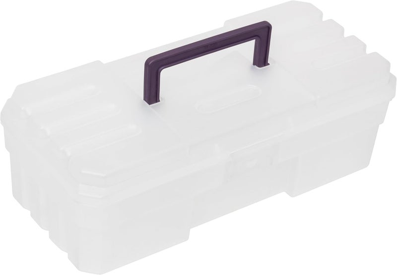 AkroMils 12-Inch ProBox Plastic Art Supply, Hobby or Craft Storage Toolbox, Model 09912CLPUR, (12" x 5-1/2" x 4"), Clear (Pack of 6) - Image 5