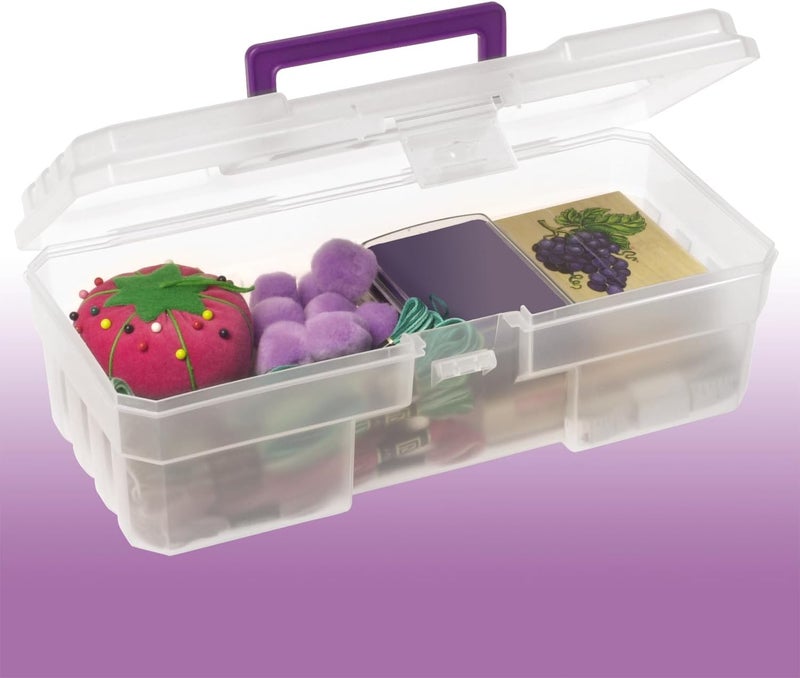 AkroMils 12-Inch ProBox Plastic Art Supply, Hobby or Craft Storage Toolbox, Model 09912CLPUR, (12" x 5-1/2" x 4"), Clear (Pack of 6) - Image 4