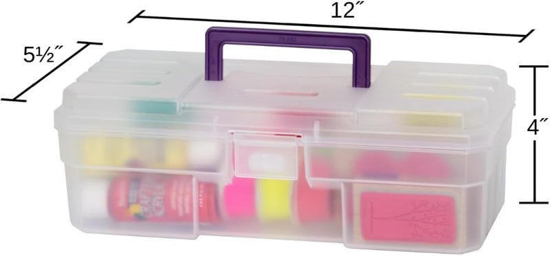 AkroMils 12-Inch ProBox Plastic Art Supply, Hobby or Craft Storage Toolbox, Model 09912CLPUR, (12" x 5-1/2" x 4"), Clear (Pack of 6) - Image 1