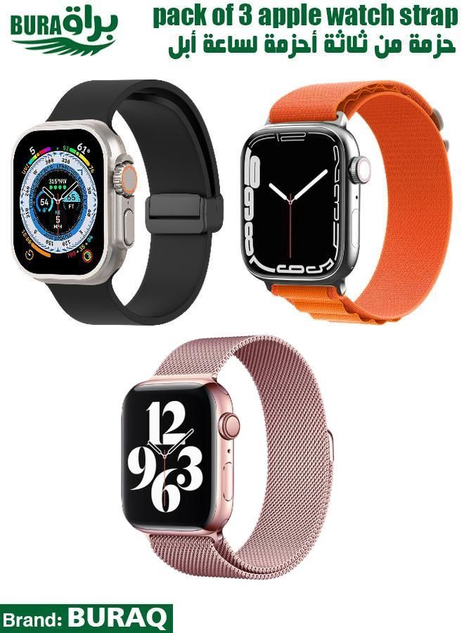 BURAQ Apple Watch Band Strap For Apple Watch Ultra 2/Ultra 49mm, Series 10 46mm, 9/8/7 45mm, SE2/SE/6/5/4 44mm, 3/2/1 42mm