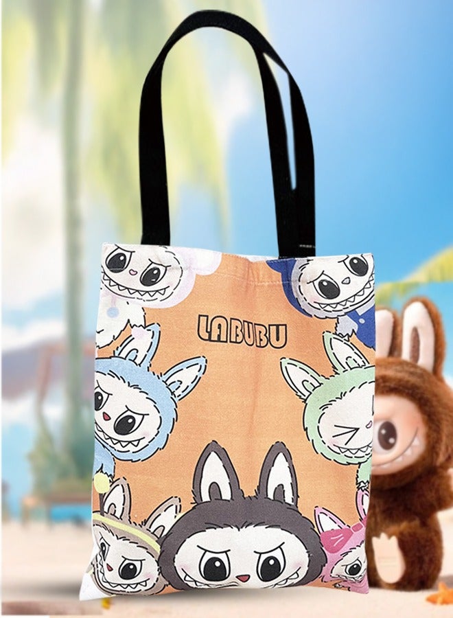 MiMi & BeiBei Labubu New Handbag Hand Carry Canvas Bag Versatile Single-shoulder Bag with Large Capacity. Perfect for Students School and Commuting Needs Canvas Bag for women and Men  - Image 1
