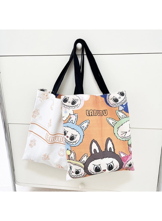 MiMi & BeiBei Labubu New Handbag Hand Carry Canvas Bag Versatile Single-shoulder Bag with Large Capacity. Perfect for Students School and Commuting Needs Canvas Bag for women and Men  - Image 4