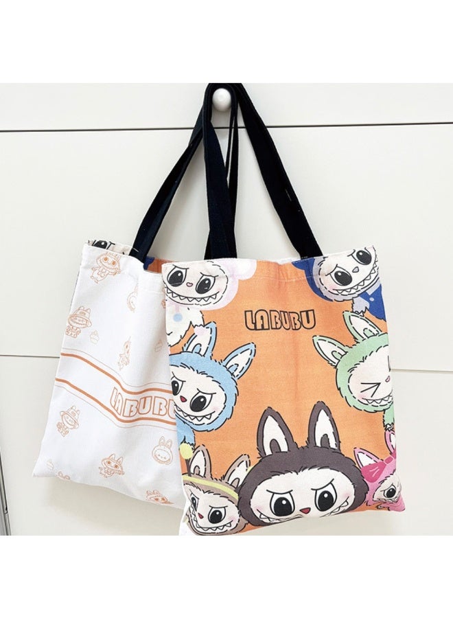 MiMi & BeiBei Labubu New Handbag Hand Carry Canvas Bag Versatile Single-shoulder Bag with Large Capacity. Perfect for Students School and Commuting Needs Canvas Bag for women and Men  - Image 2